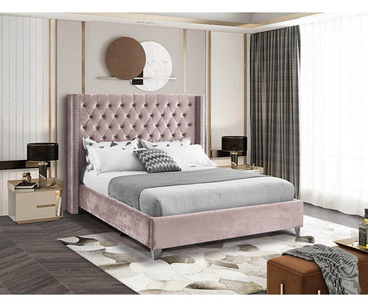 Buy LeatherOn Azure Velvet Upholstered Bed Online at 55% Off