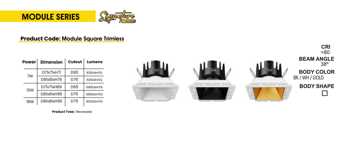 Signature Light Module Buy Neptune Signature Recessed Module Square Trimless Led Cob Downlight ...