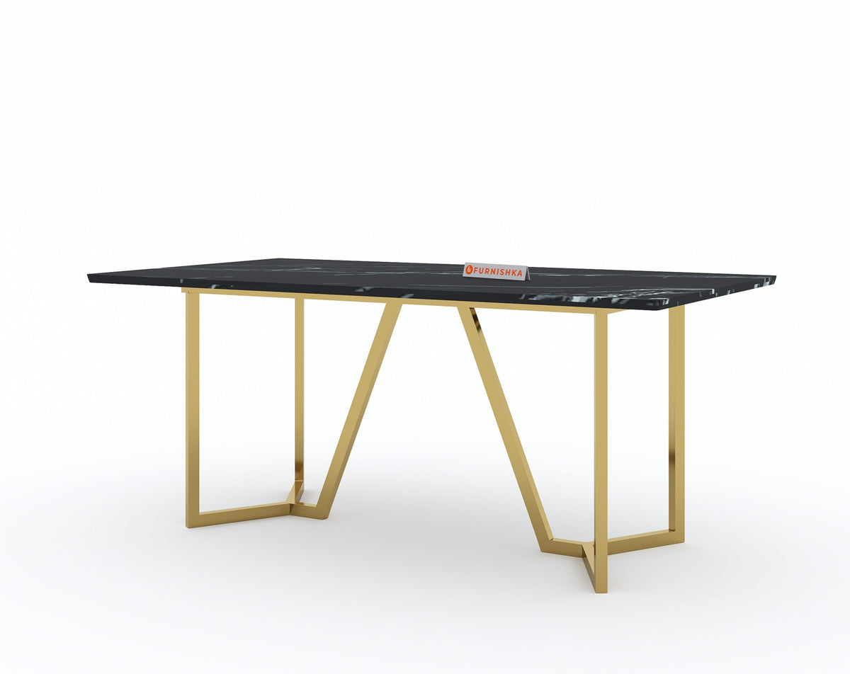 Buy Furnishka Olzaa Dining Table with Black Engineered Marble Top - 4 ...
